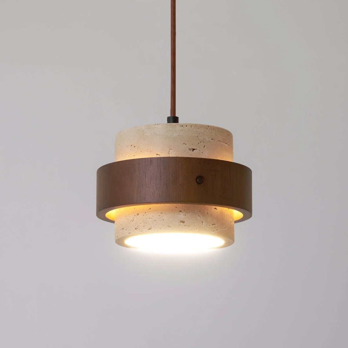 Suspension Design en Bois et Travertin — Luminaire Organique Style Wabi-Sabi | L'OASIS™ - Lampes Design
