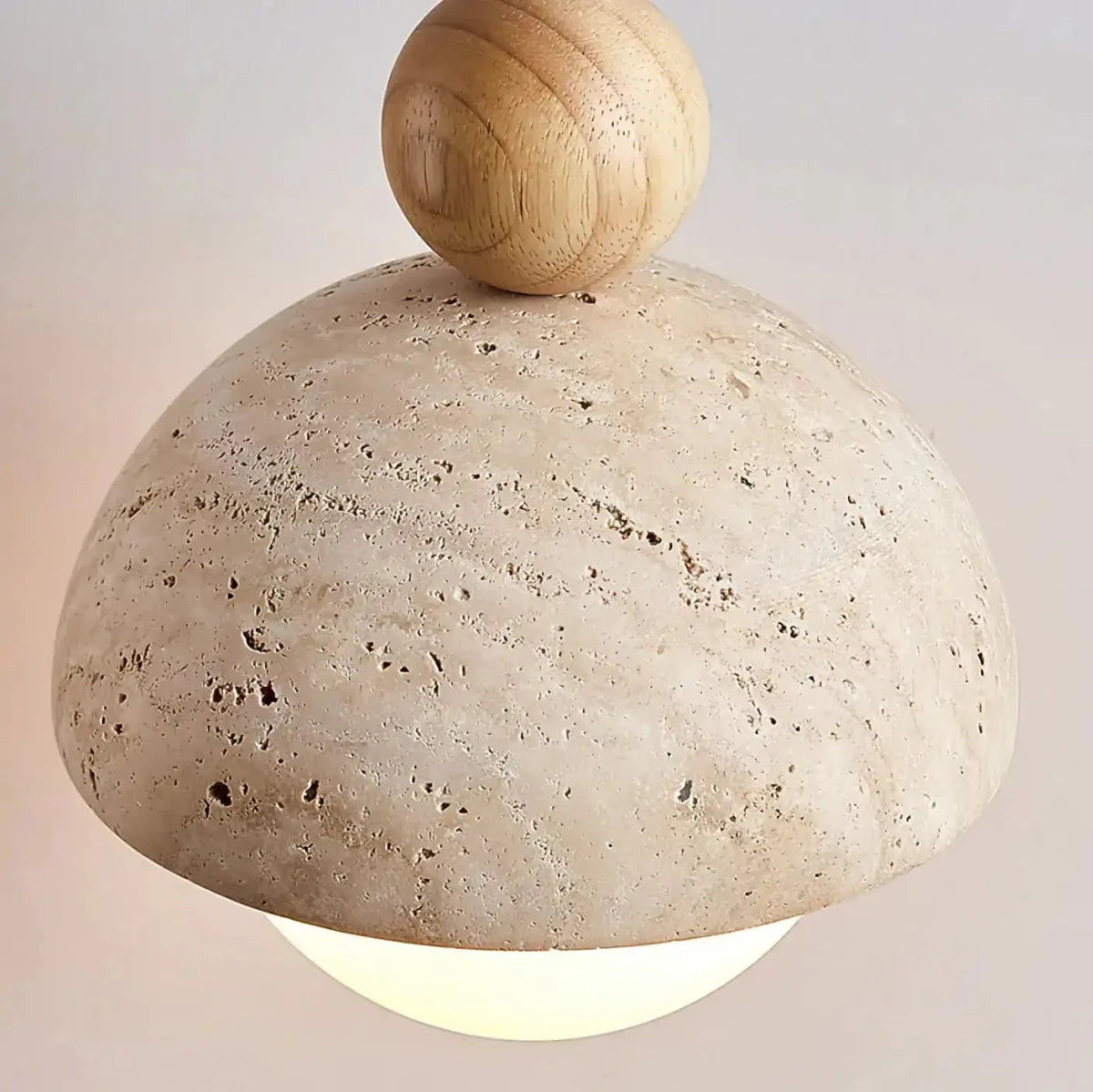 Suspension Design en Travertin — Luminaire Minimaliste Forme Champignon Style Wabi-Sabi | LITHOS™ - Lampes Design