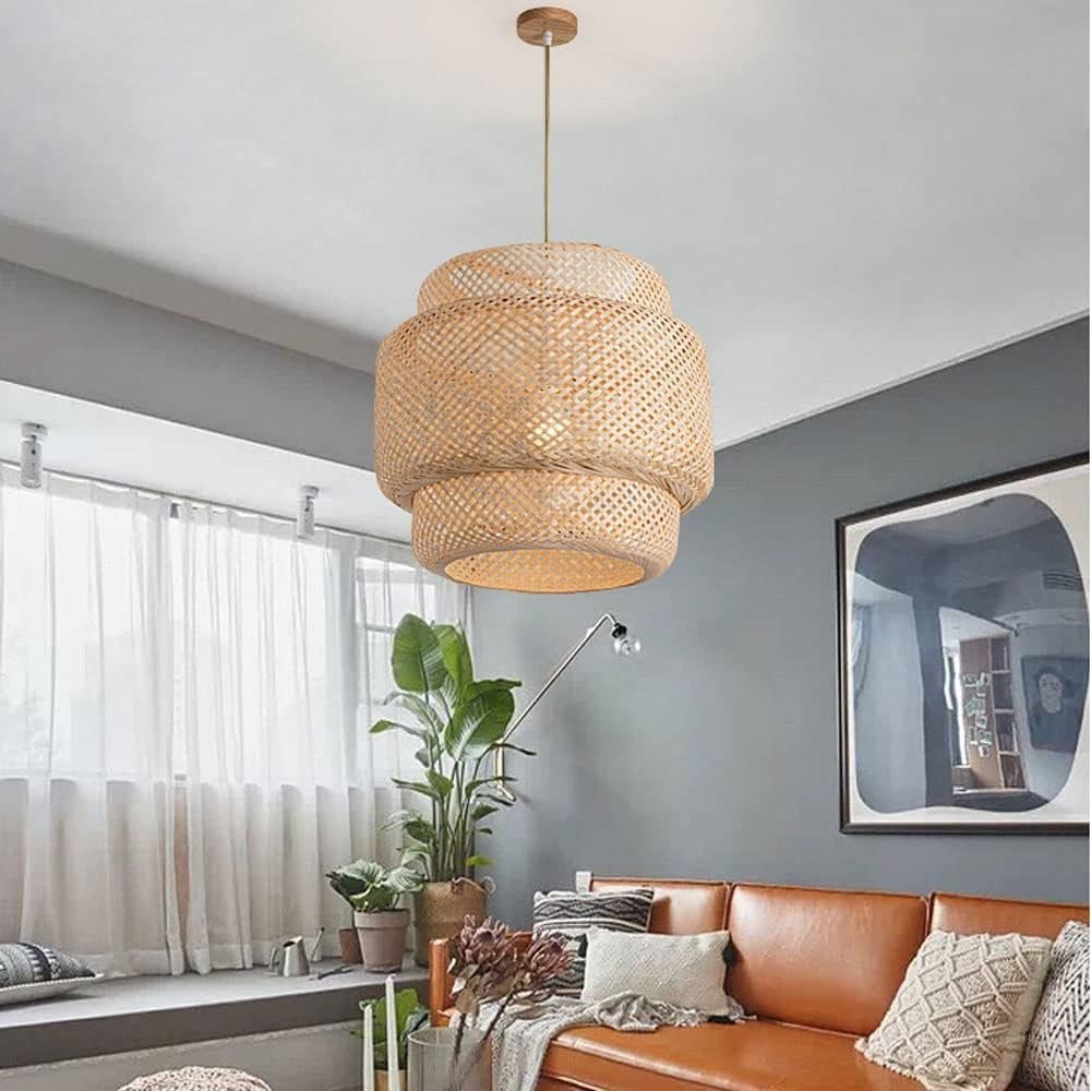 Suspension Design Étagée en Bambou Tressé — Style Japandi et Balinais pour Salon | BALI™ - Lampes Design