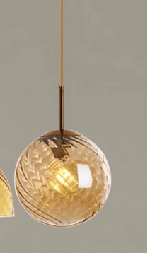 Suspension Design Nordique en Verre Texturé Ambre | Freya - Lampes Design