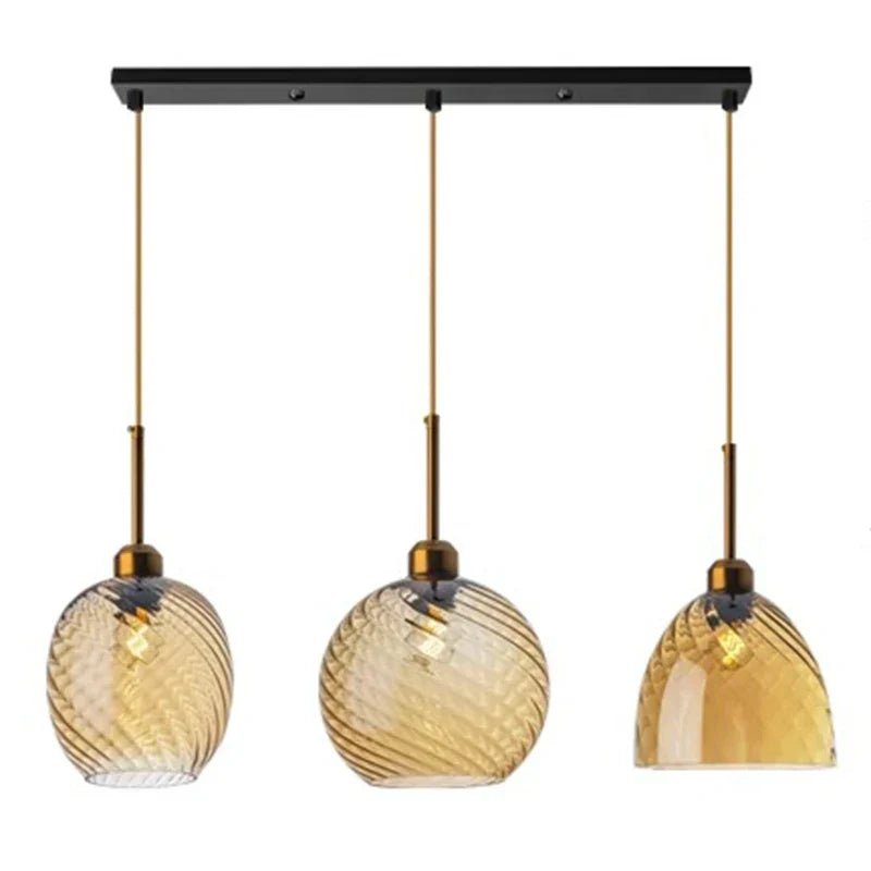 Suspension Design Nordique en Verre Texturé Ambre | Freya - Lampes Design