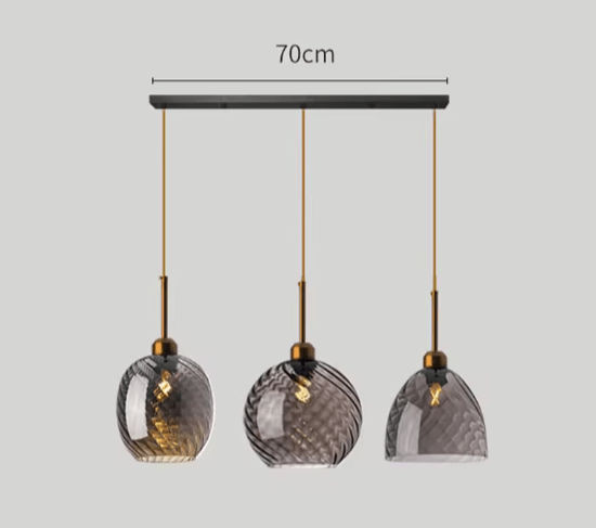 Suspension Design Nordique en Verre Texturé Ambre | Freya - Lampes Design