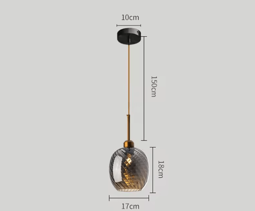 Suspension Design Nordique en Verre Texturé Ambre | Freya - Lampes Design