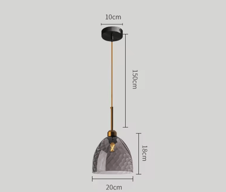 Suspension Design Nordique en Verre Texturé Ambre | Freya - Lampes Design