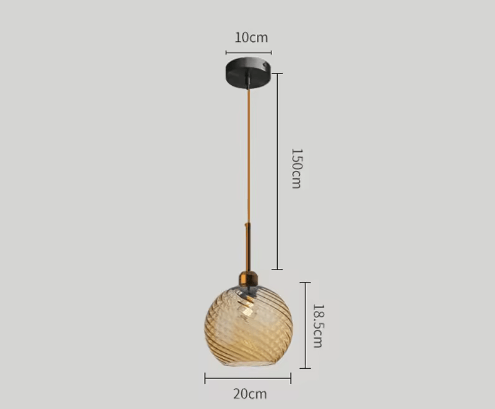 Suspension Design Nordique en Verre Texturé Ambre | Freya - Lampes Design