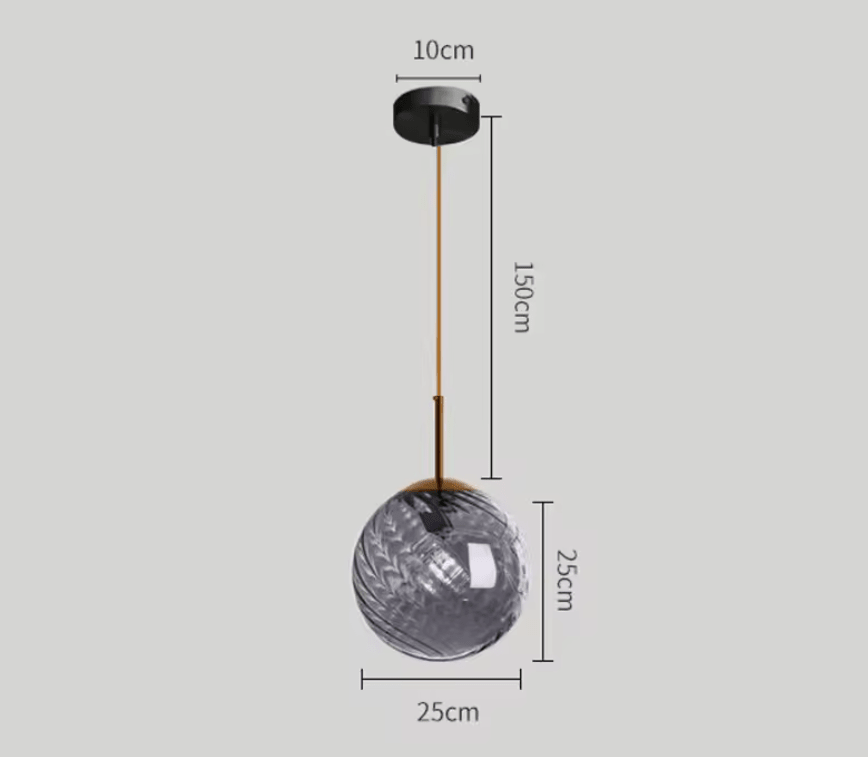 Suspension Design Nordique en Verre Texturé Ambre | Freya - Lampes Design