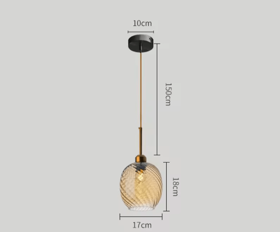 Suspension Design Nordique en Verre Texturé Ambre | Freya - Lampes Design