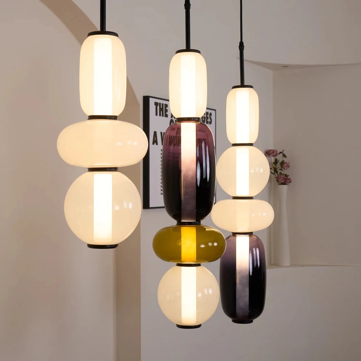 Suspension Design Perles de Verre Sculpturales pour Salon & Salle à Manger | SUCRE™ - Lampes Design