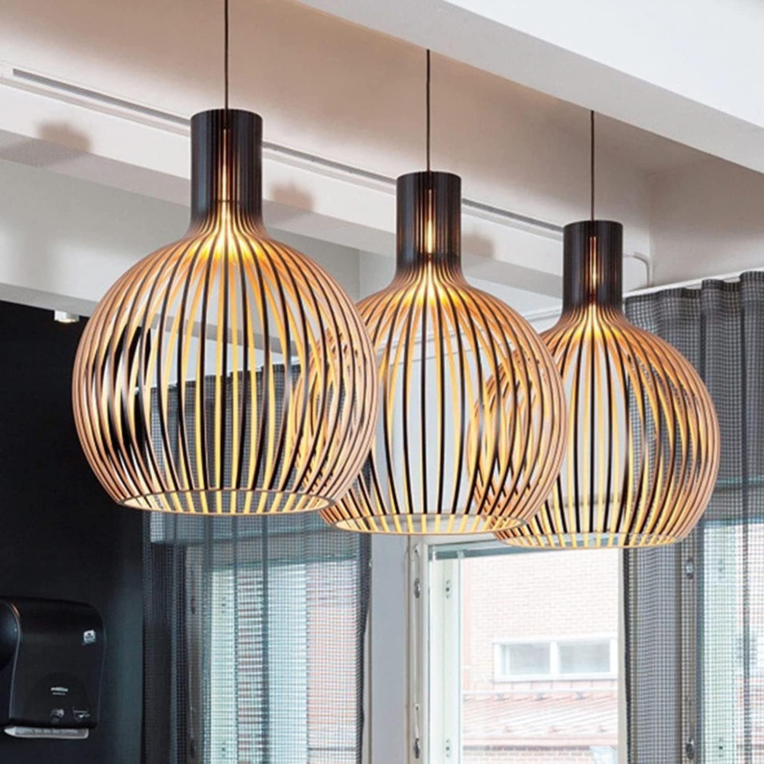 Suspension Design Scandinave en Bois - Luminaire à Lattes Élégant | OCTO - Lampes Design