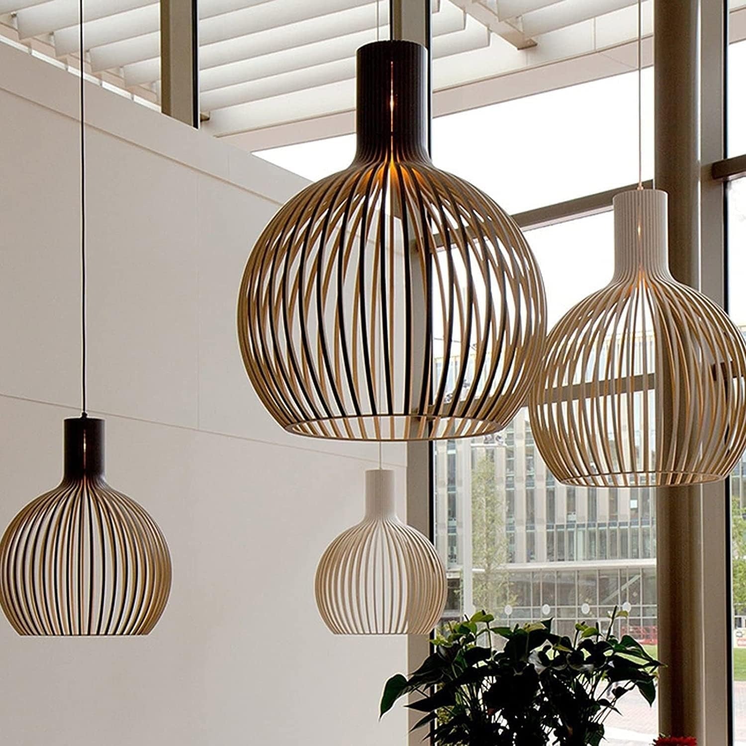 Suspension Design Scandinave en Bois - Luminaire à Lattes Élégant | OCTO - Lampes Design