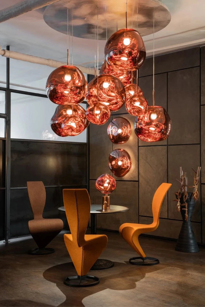 Suspension Design Verre Effet Lave Métallique pour Salon & Salle à Manger | LAVE™ - Lampes Design