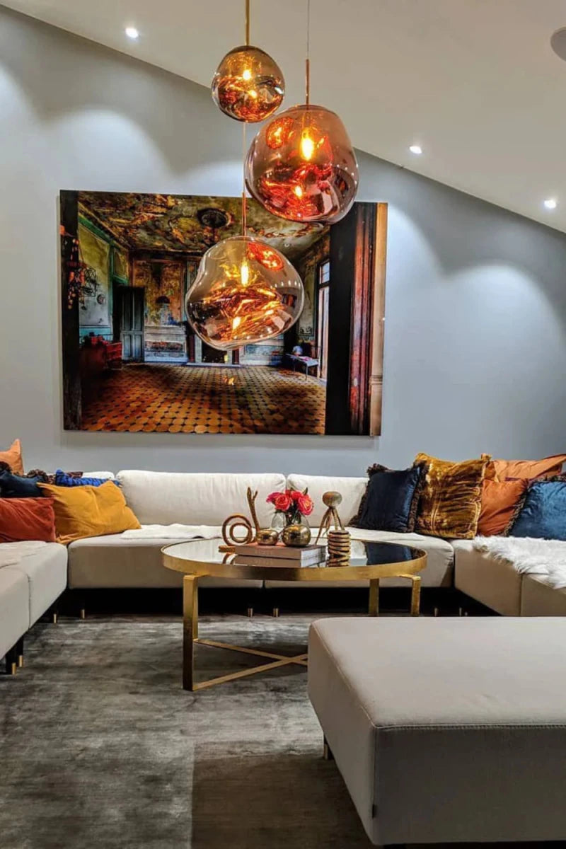 Suspension Design Verre Effet Lave Métallique pour Salon & Salle à Manger | LAVE™ - Lampes Design