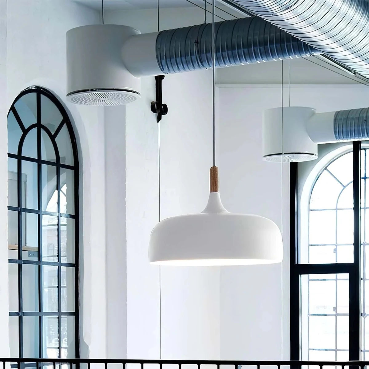 Suspension Disque en Fer & Bois — Lustre Style Nordique Contemporain | PALET™ - Lampes Design