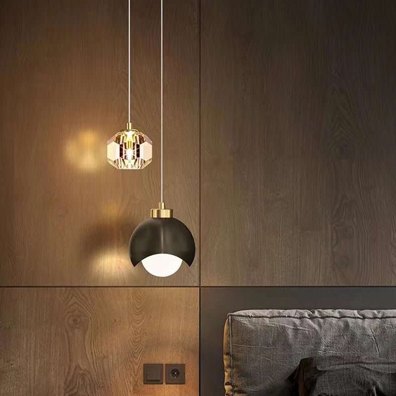 Suspension Double en Cristal et Métal — Chevet Design Épuré | PERLE™ - Lampes Design