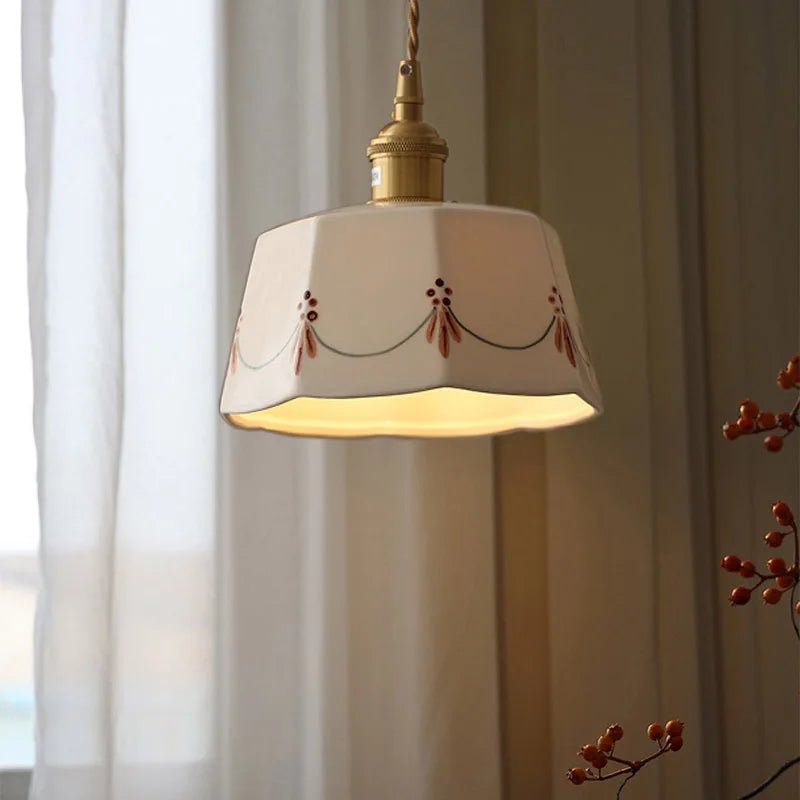 Suspension en Céramique et Laiton Émaillé — Rétro Japonais | NARA™ - Lampes Design