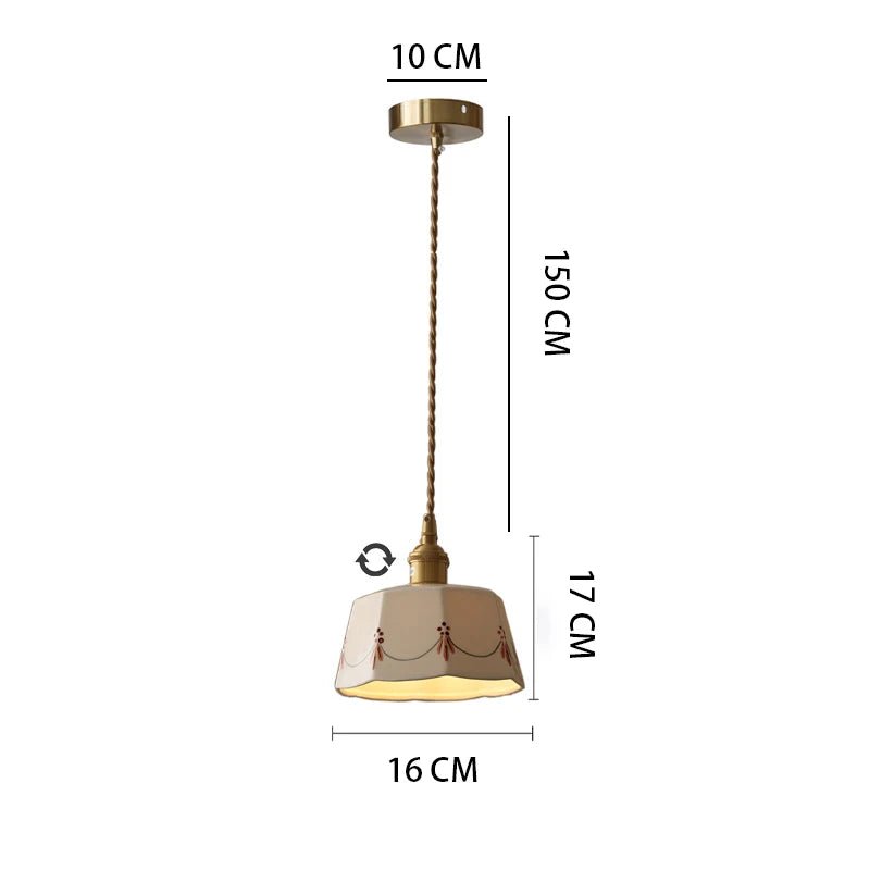 Suspension en Céramique et Laiton Émaillé — Rétro Japonais | NARA™ - Lampes Design