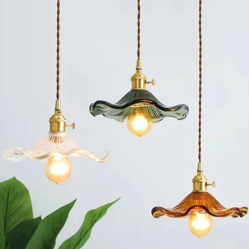 Suspension en Verre Coloré et Laiton — Style Nordique Vintage | MURANO™ - Lampes Design