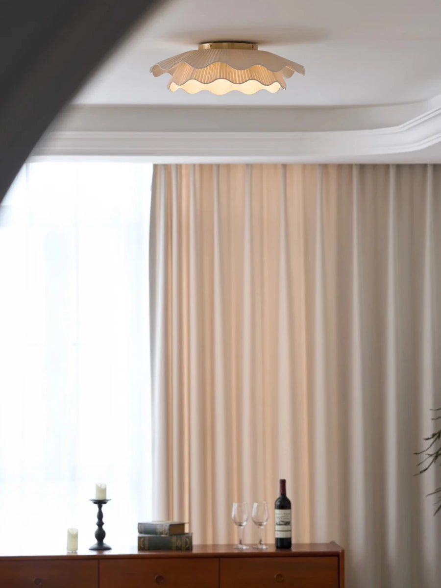 Suspension Forme Coquillage Cuivre & Tissu — Lustre Minimaliste Style Nordique | COQUILLE™ - Lampes Design
