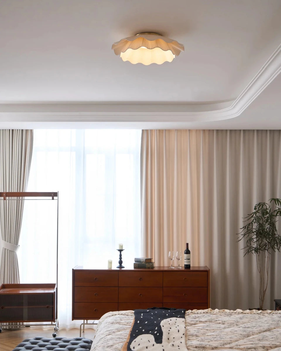 Suspension Forme Coquillage Cuivre & Tissu — Lustre Minimaliste Style Nordique | COQUILLE™ - Lampes Design
