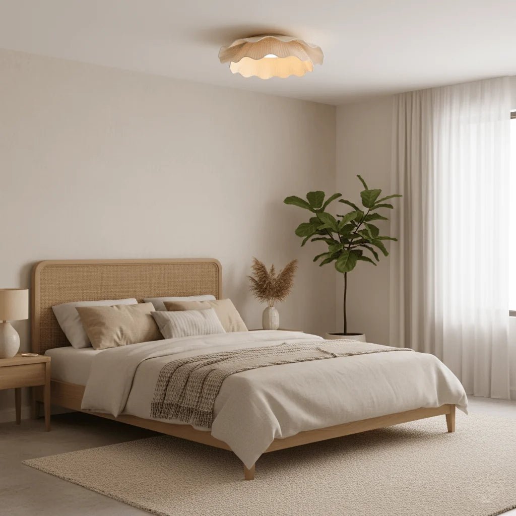 Suspension Forme Coquillage Cuivre & Tissu — Lustre Minimaliste Style Nordique | COQUILLE™ - Lampes Design