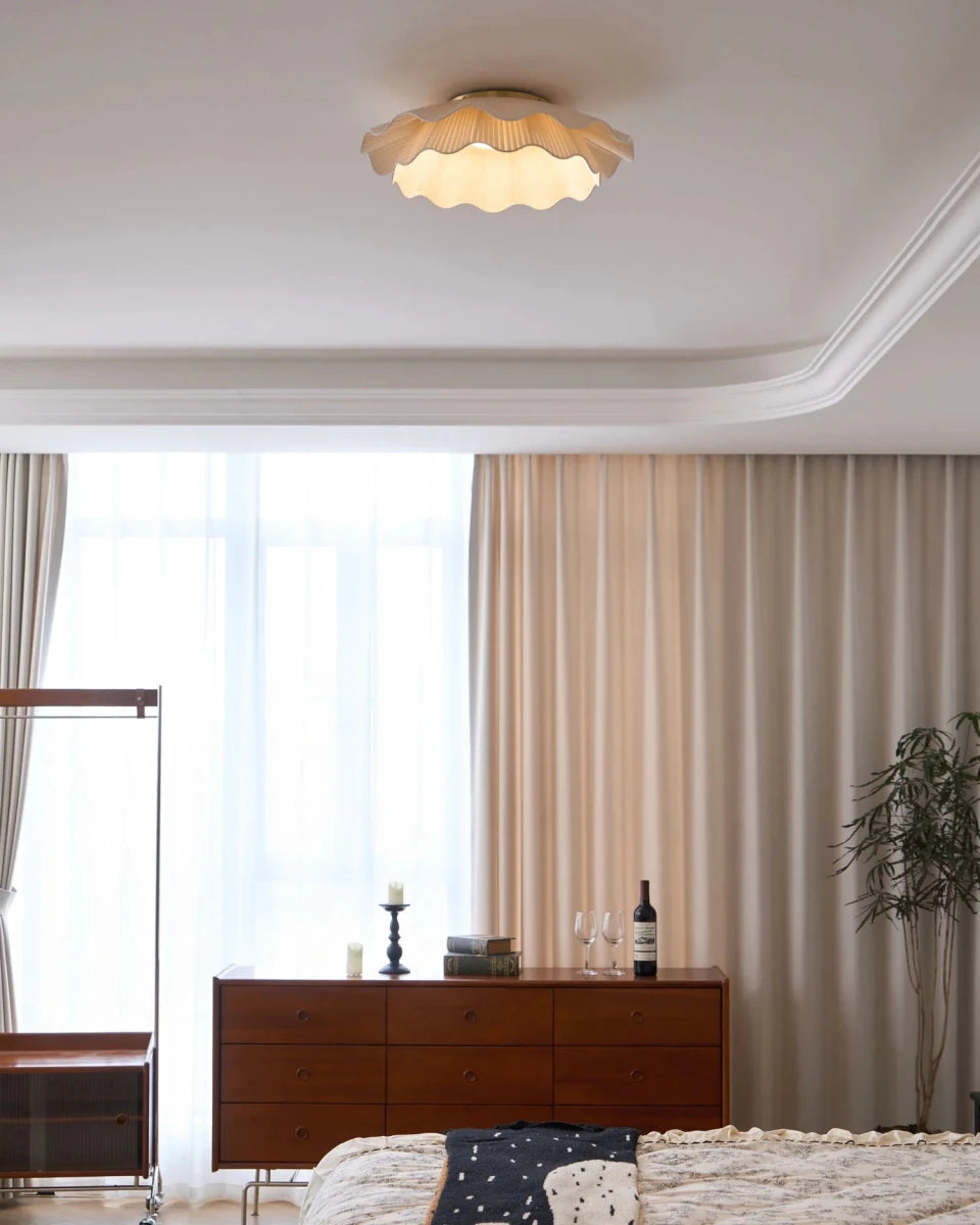 Suspension Forme Coquillage Cuivre & Tissu — Lustre Minimaliste Style Nordique | COQUILLE™ - Lampes Design