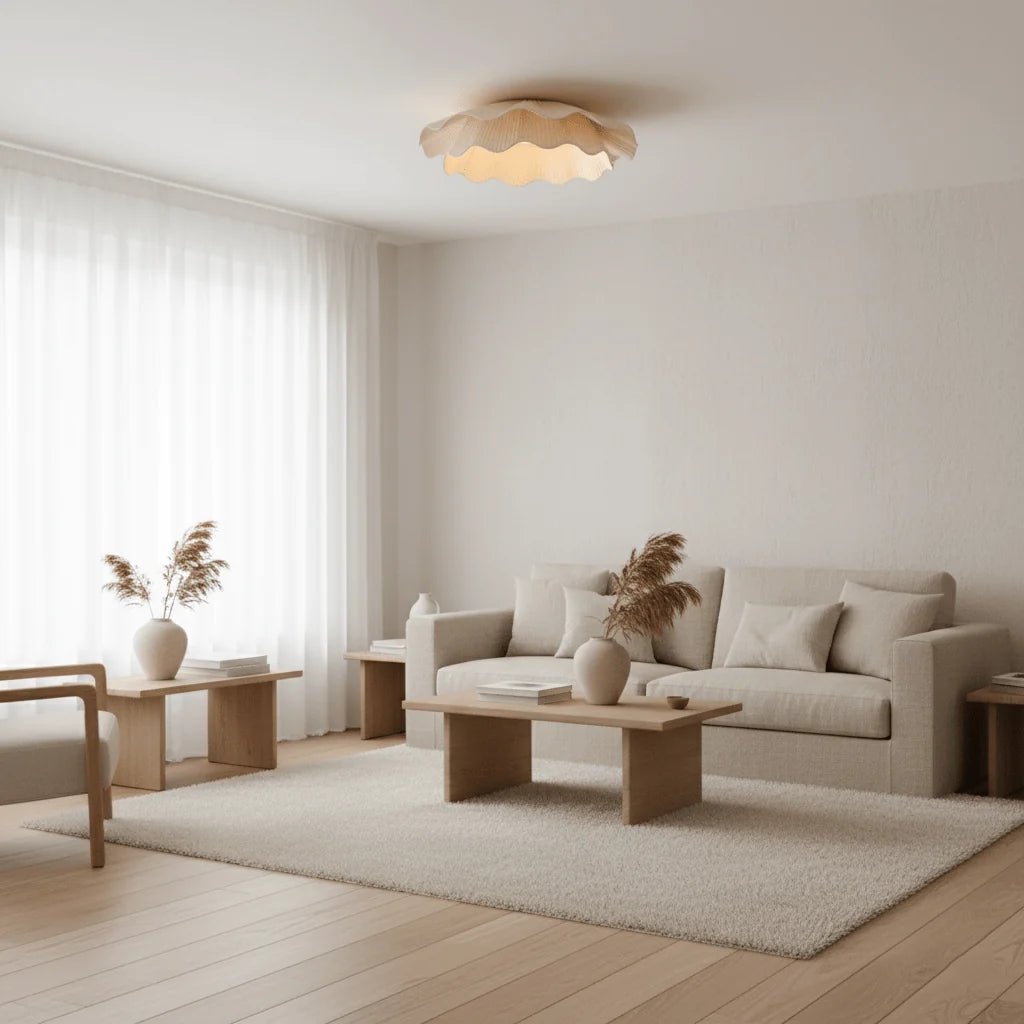 Suspension Forme Coquillage Cuivre & Tissu — Lustre Minimaliste Style Nordique | COQUILLE™ - Lampes Design