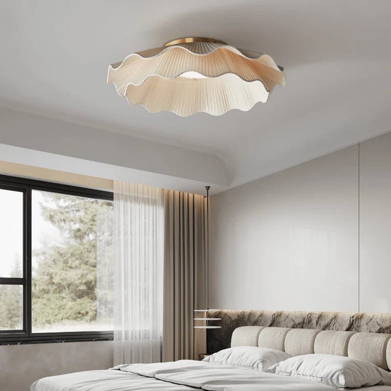 Suspension Forme Coquillage Cuivre & Tissu — Lustre Minimaliste Style Nordique | COQUILLE™ - Lampes Design