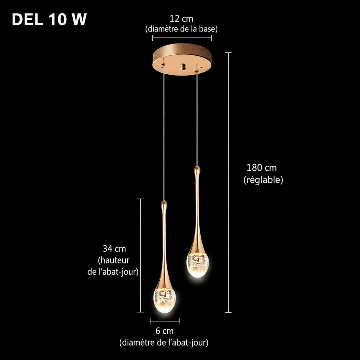 Suspension Goutte en Cristal à Bulles — 1 à 3 Têtes LED | BULLE™ - Lampes Design