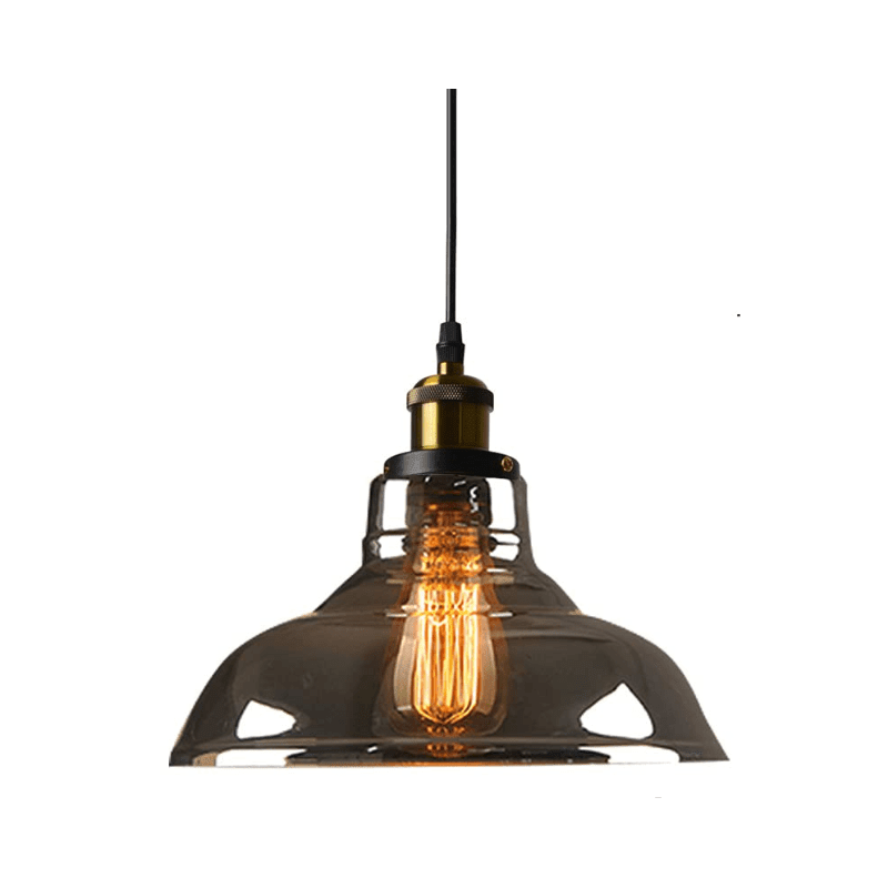 Suspension Industrielle en Verre Fumé et Laiton — Design Loft pour Salon ou Cuisine | FUME™ - Lampes Design