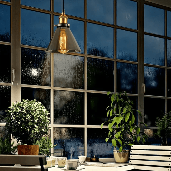 Suspension Industrielle Verre Fumé et Laiton - E27 | FUME - Lampes Design
