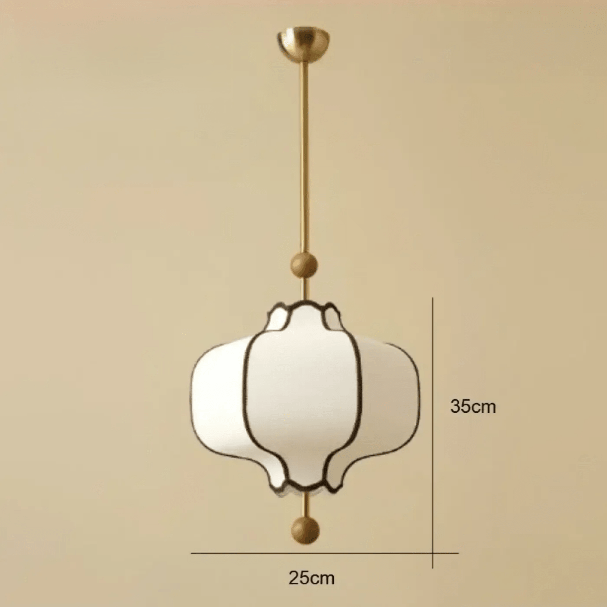 Suspension Lanterne en Tissu et Laiton — Lustre Vintage Style Japonais Chic | KOTO™ - Lampes Design