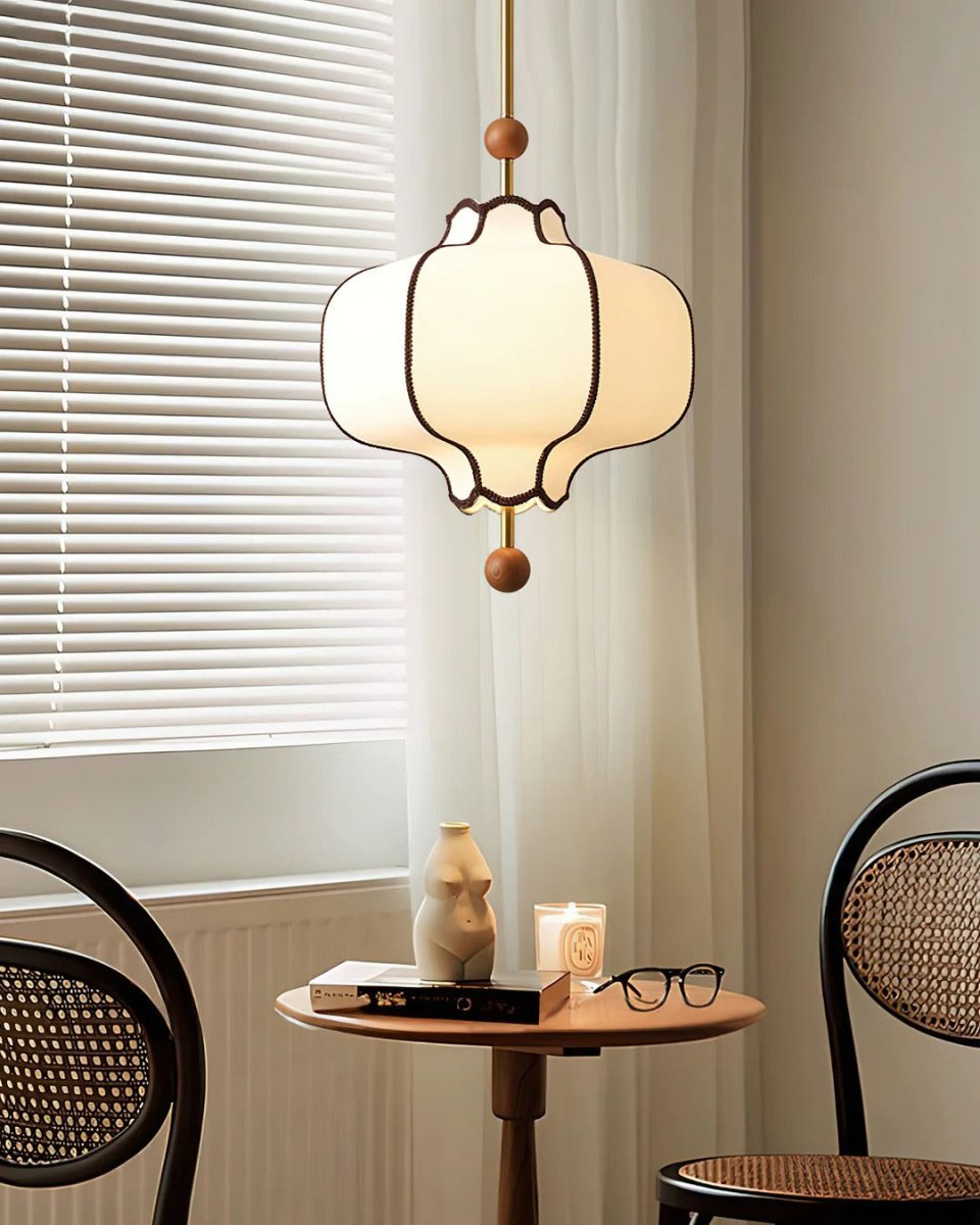 Suspension Lanterne en Tissu et Laiton — Lustre Vintage Style Japonais Chic | KOTO™ - Lampes Design