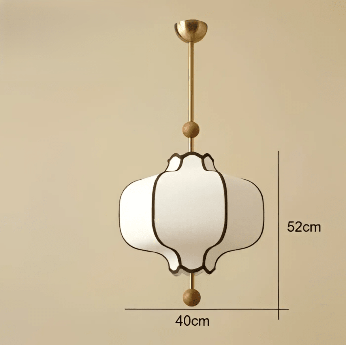 Suspension Lanterne en Tissu et Laiton — Lustre Vintage Style Japonais Chic | KOTO™ - Lampes Design