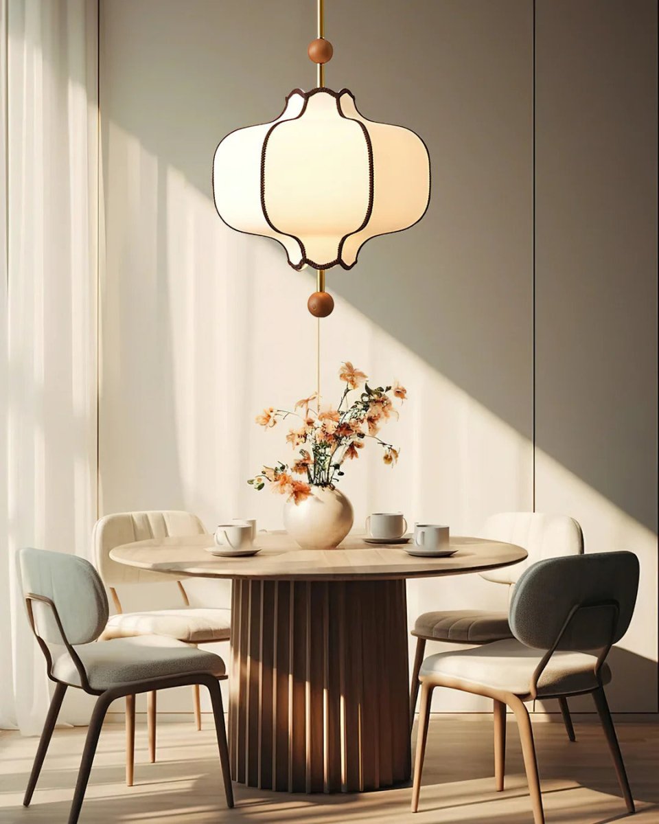 Suspension Lanterne en Tissu et Laiton — Lustre Vintage Style Japonais Chic | KOTO™ - Lampes Design