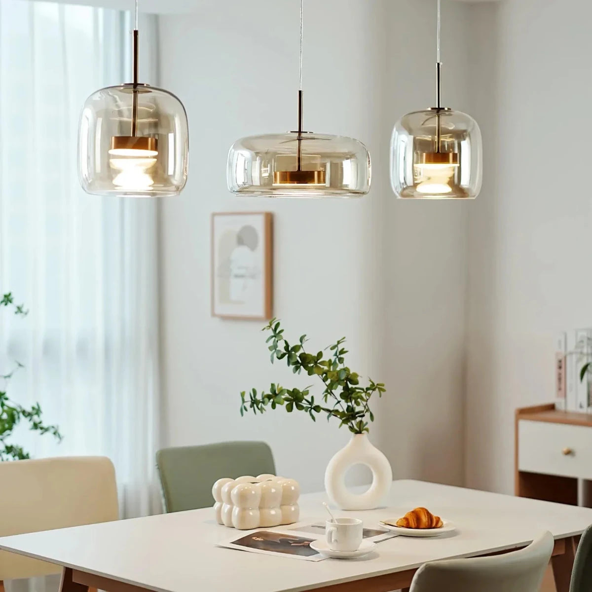 Suspension Luminaire en Verre Ambrée | LED Dimmable Design Contemporain - Lampes Design