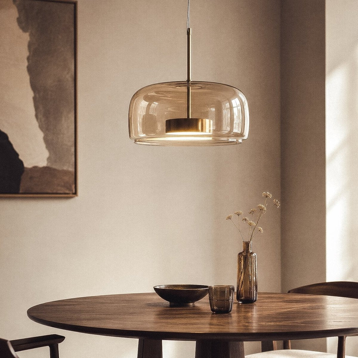Suspension Luminaire en Verre Ambrée | LED Dimmable Design Contemporain - Lampes Design