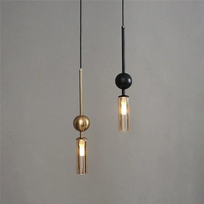 Suspension Nordique en Verre Soufflé et Fer Plaqué — Ampoule G9 Incluse | STOCKHOLM™ - Lampes Design