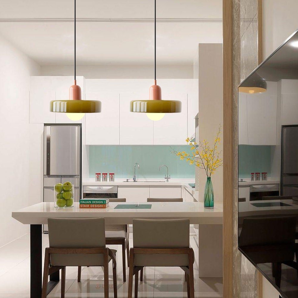 Suspension nordique rétro en verre coloré | Freya - Lampes Design