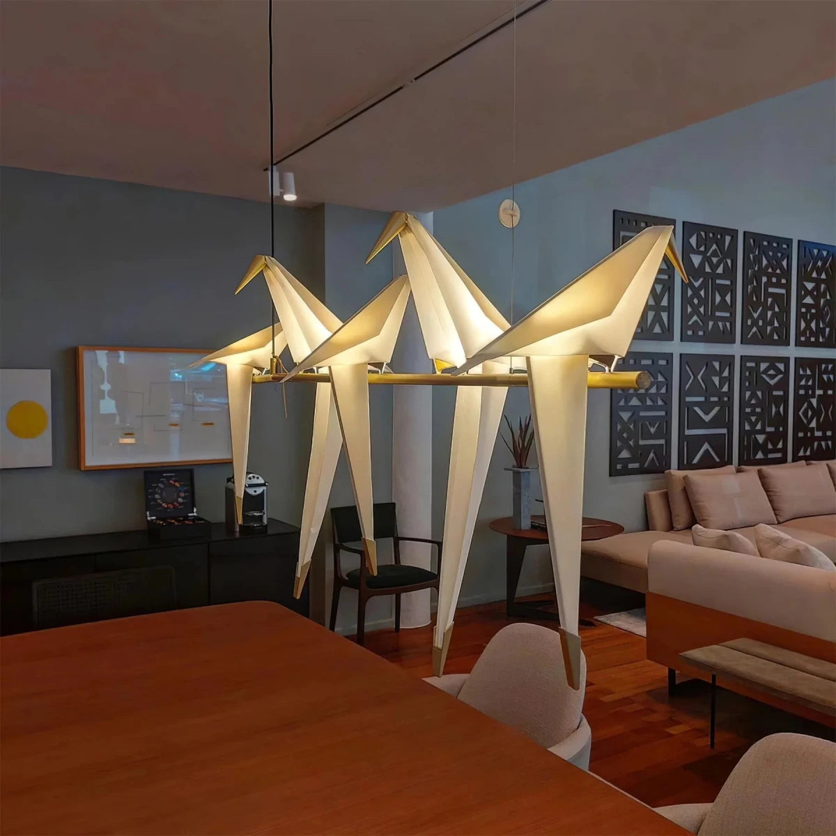 Suspension Oiseaux en Papier Multi-Têtes — Lustre Design Nordique | GRUE™ - Lampes Design