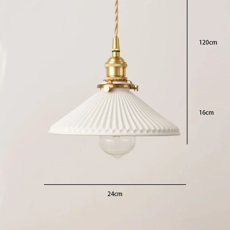 Suspension Rétro Japonaise en Céramique Blanche et Bronze | OSAKA™ - Lampes Design