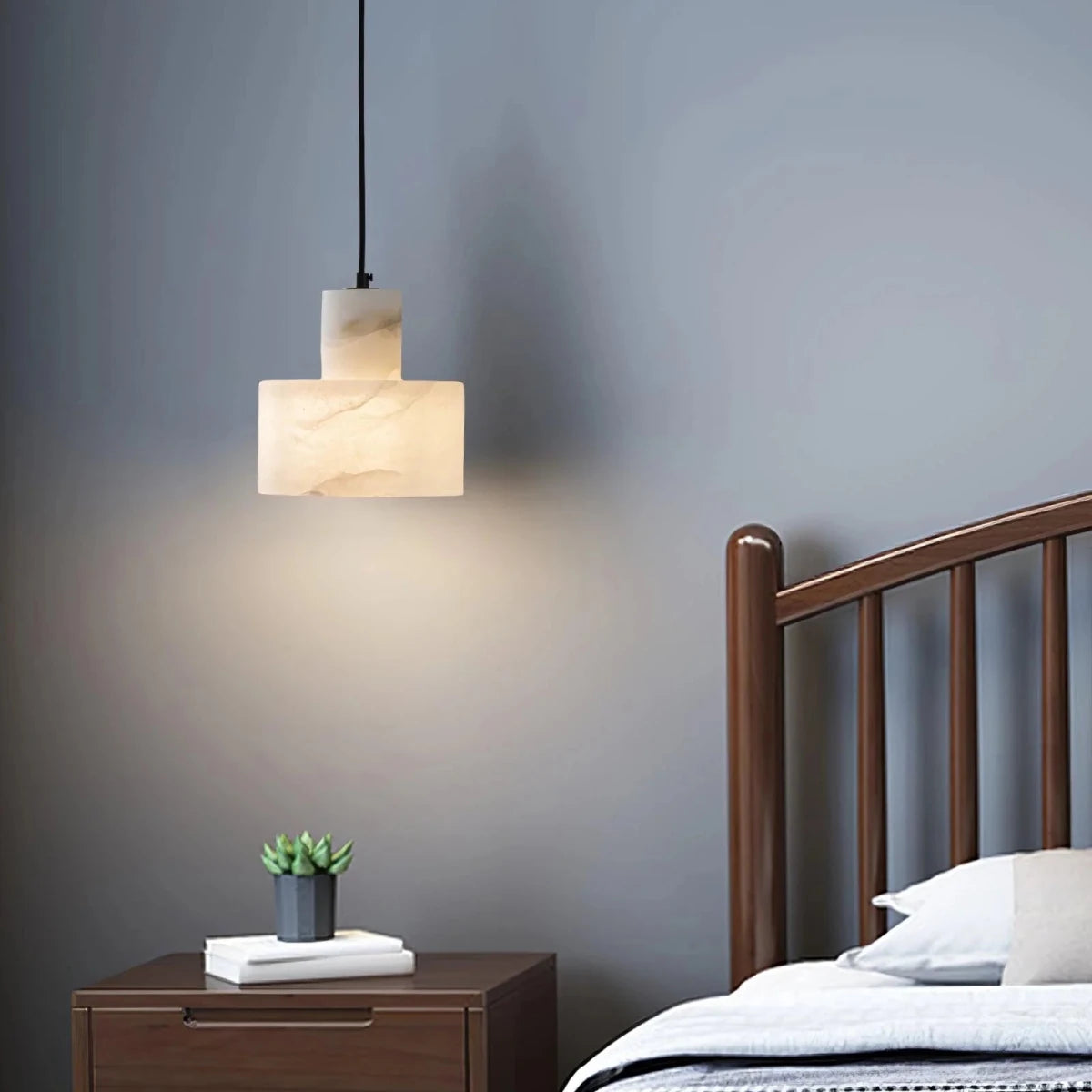 Suspension Sphère en Marbre & Cuivre — Petit Lustre Anti-Lumière Bleue | AGATE™ - Lampes Design