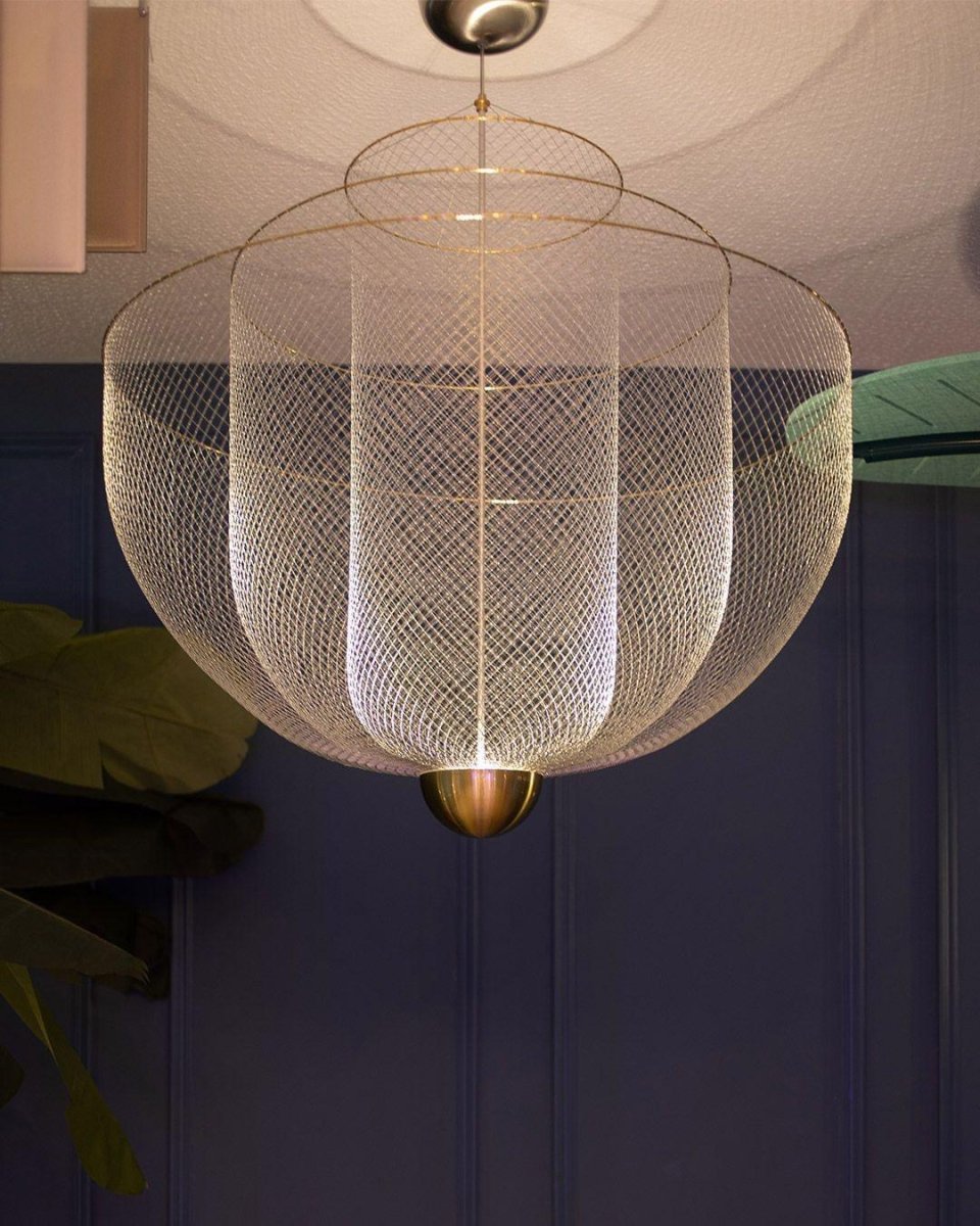 Suspension Sphère Grille Métallique — Lustre Minimaliste Style Néerlandais | MAILLE™ - Lampes Design