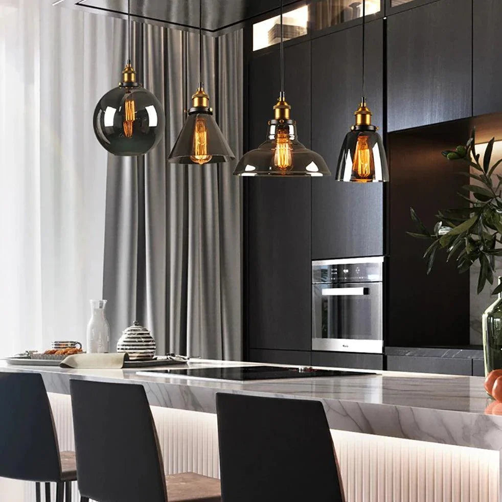 Suspension luminaire verre fumé design nordique | FUME