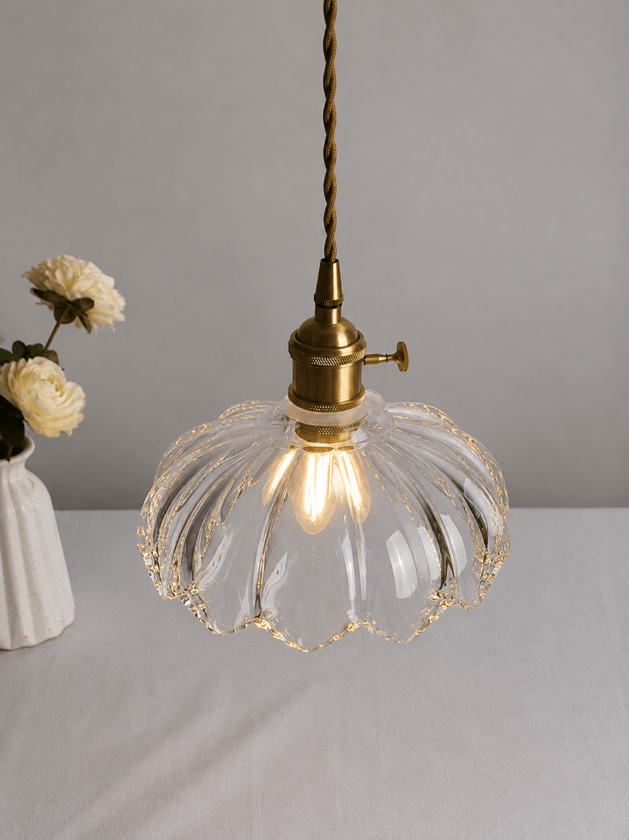 Suspension Verre Soufflé Vintage Shanghai — Luminaire Rétro Cuivre Poli | CANTON™ - Lampes Design
