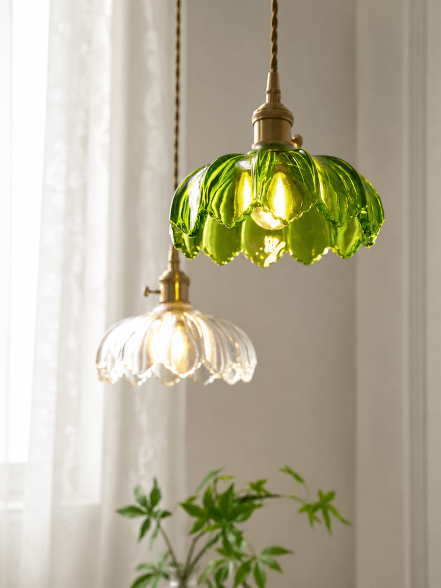 Suspension Verre Soufflé Vintage Shanghai — Luminaire Rétro Cuivre Poli | CANTON™ - Lampes Design