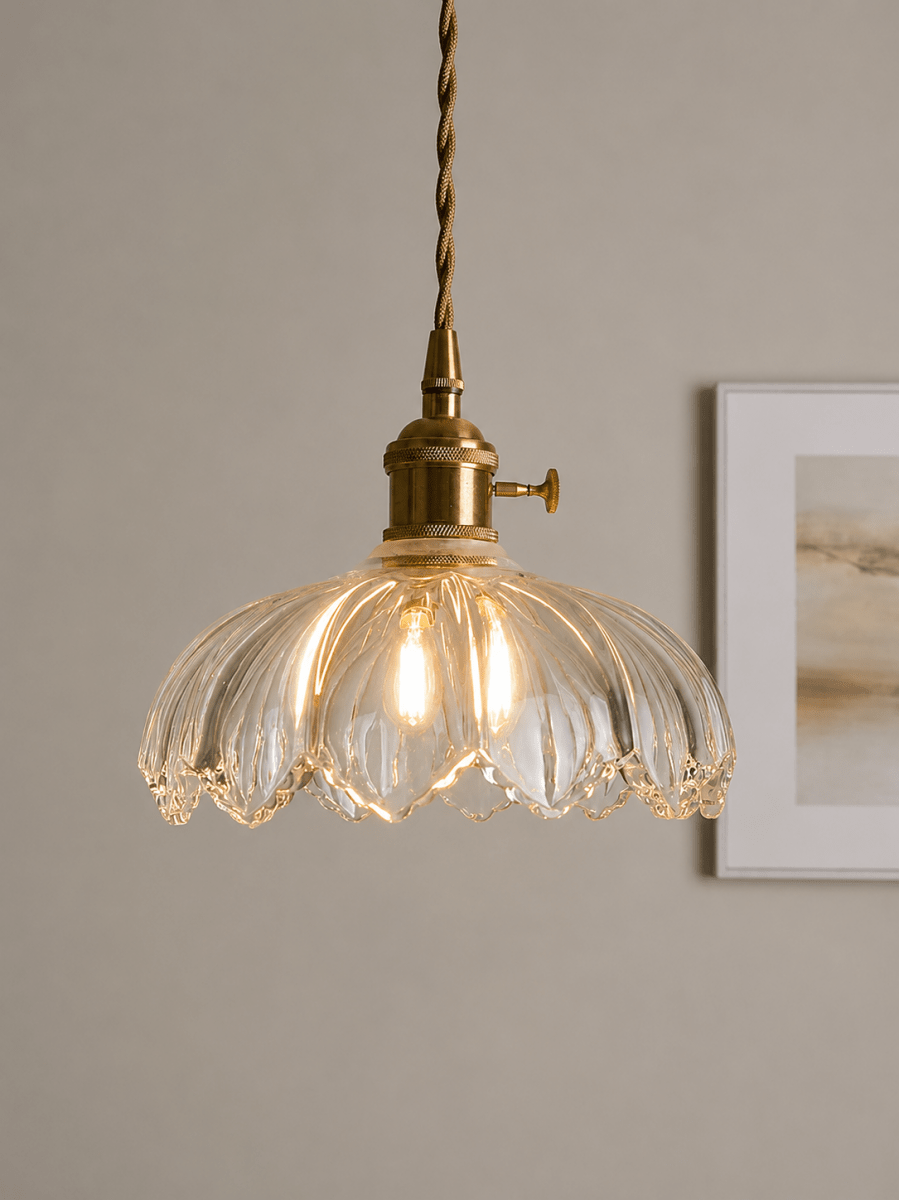 Suspension Verre Soufflé Vintage Shanghai — Luminaire Rétro Cuivre Poli | CANTON™ - Lampes Design