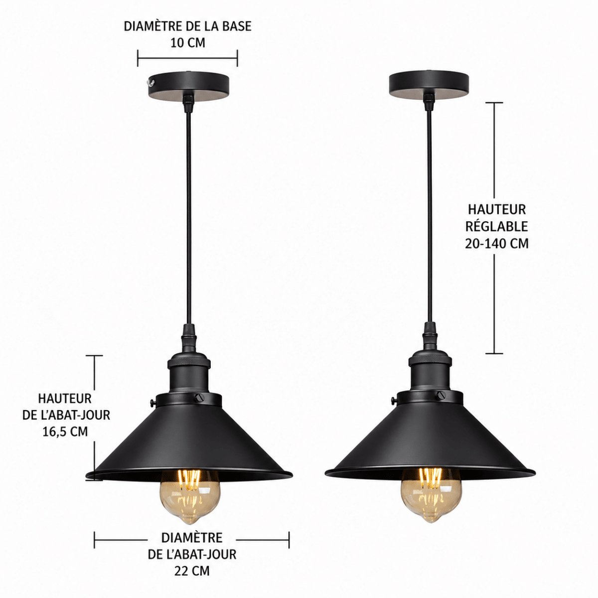 Suspension Vintage Loft Rétro en Métal — E27, Nombreux Coloris | DATCHA™ - Lampes Design