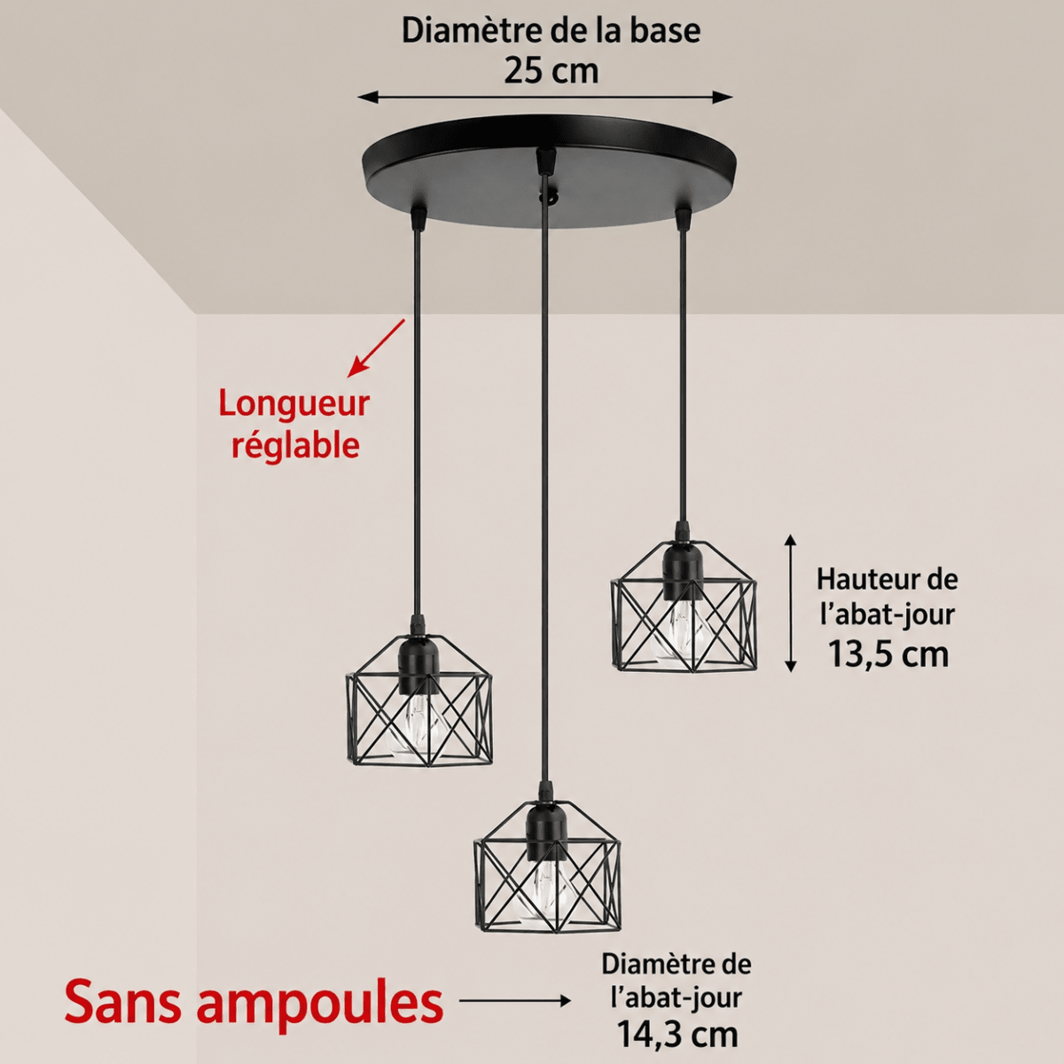 Suspension Vintage Nordique — 1 ou 3 Lampes en Grappe | INGRID™ - Lampes Design