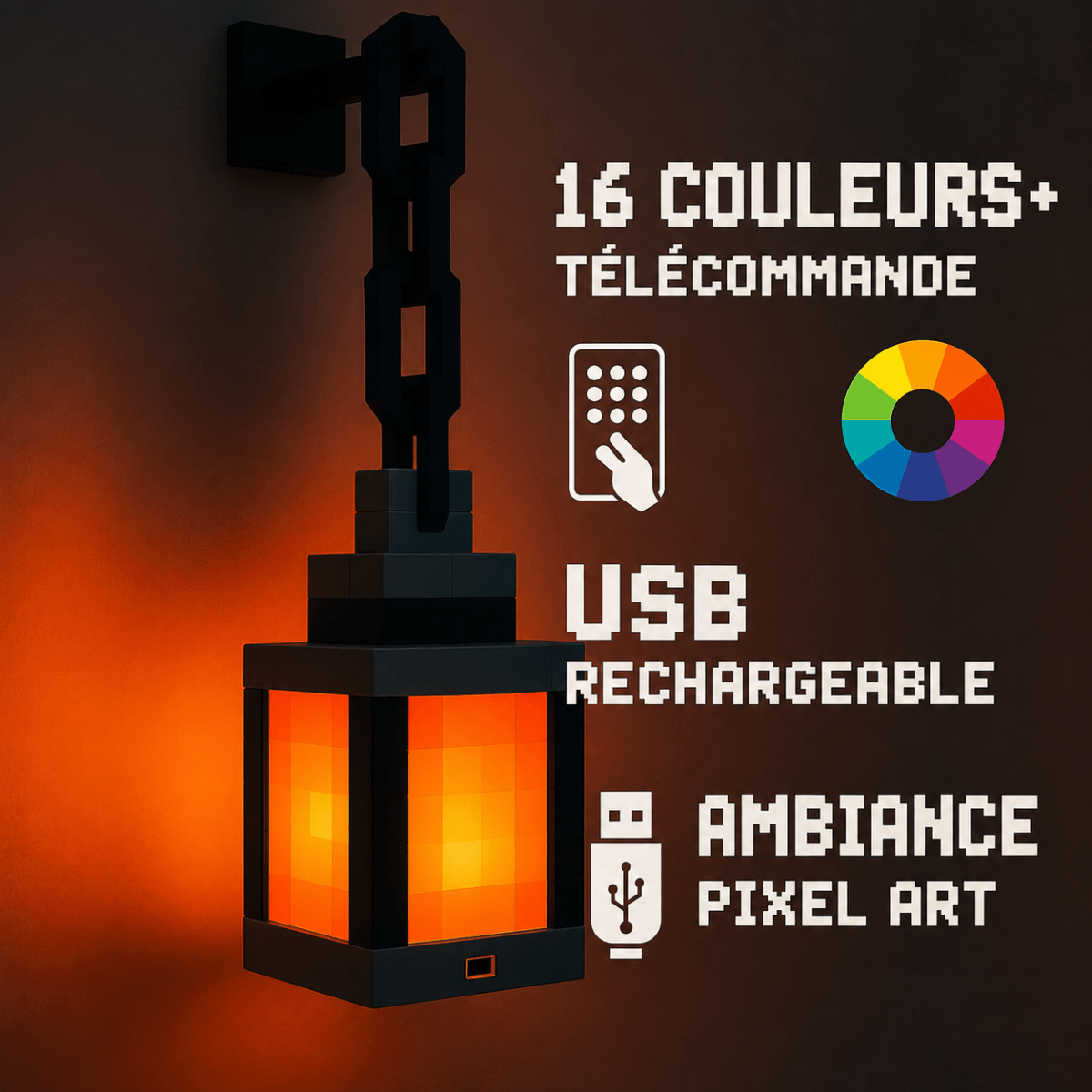 Veilleuse Design Rechargeable sans Fil — 16 Couleurs Programmables | PIXEL™ - Lampes Design