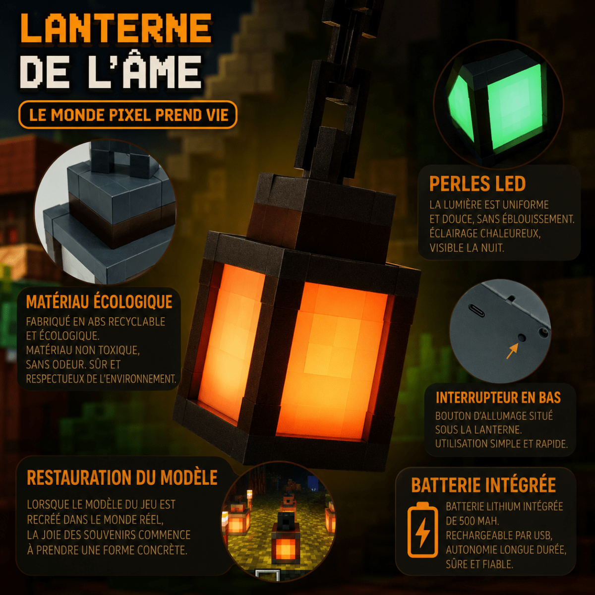 Veilleuse Design Rechargeable sans Fil — 16 Couleurs Programmables | PIXEL™ - Lampes Design